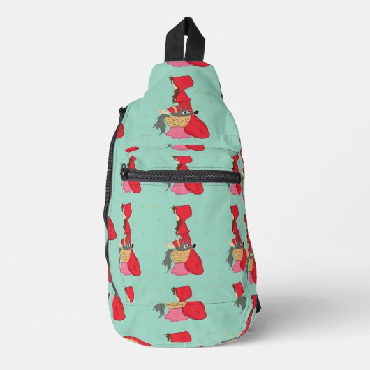 Rotkäppchen mit Wolf im Korb Crossbody Bag (Vorderseite)