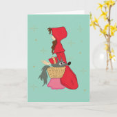 Rotkäppchen mit Wolf im Korb Karte (Gelbe Blume)
