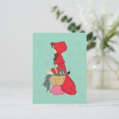 Rotkäppchen mit Wolf im Korb Postkarte (Stehend Vorderseite)
