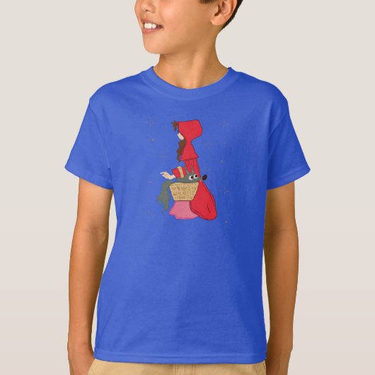 Rotkäppchen mit Wolf im Korb T-Shirt (Vorderseite)
