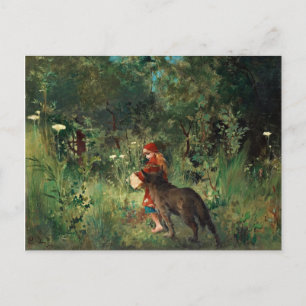 Rotkäppchen mit Wolf Postkarte
