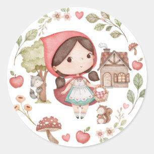 Rotkäppchen Niedlich Whimsical Runder Aufkleber