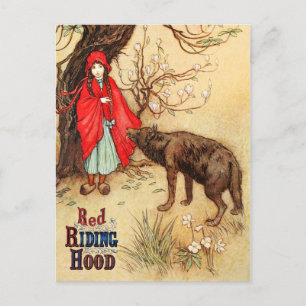 Rotkäppchen und der böse Wolf Postkarte