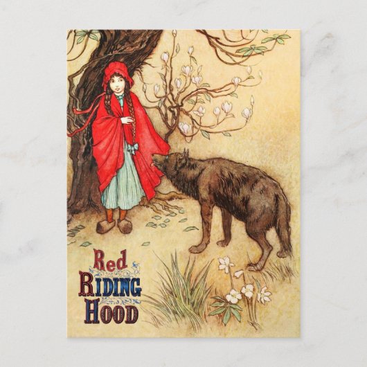 Rotkäppchen und der böse Wolf Postkarte (Vorderseite)