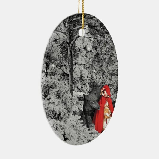 Rotkäppchen und der Wolf (BW) Keramikornament (Rechts)