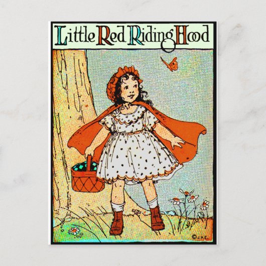 Rotkäppchen Vintage Süß Postkarte (Vorderseite)