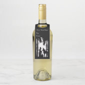 Rotkäppchen Wolf Bäume Vogel Schwarz Weiß Flaschenanhänger (Auf Flasche)
