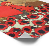 Rotkäppchen Wolf Klatschmohn Blumen Vintage Poster (Ecke)