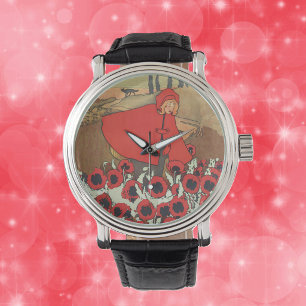Rotkäppchen Wolf Klatschmohn Vintage Armbanduhr
