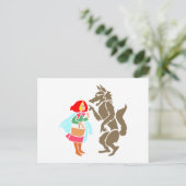 Rotkäppchen Wolf kleine rote Reithaube Postkarte (Stehend Vorderseite)
