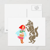 Rotkäppchen Wolf kleine rote Reithaube Postkarte (Vorne/Hinten)