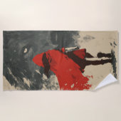 Rotkäppchen-Wolf-Strandtuch – Dunkles Märchen Strandtuch (Vorderseite)