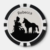 Rotkäppchen Wolf unter Bäumen Wald Schwarz Weiß Pokerchips (Vorderseite)