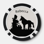 Rotkäppchen Wolf unter Bäumen Wald Schwarz Weiß Pokerchips (Rückseite)