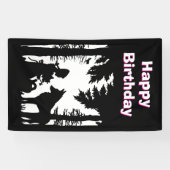 Rotkäppchen Wolf Wälder Schwarz Weiß Banner (Horizontal)