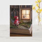 Rotkäppchen zum Geburtstag auf einer Buchseite Karte (Gelbe Blume)