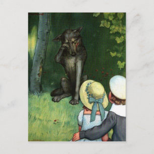 Rotkäppchens Wolfspostkarte Postkarte