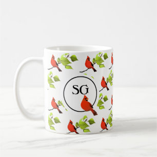 Rotkardinal-Singvogel auf einem Baumzweig  Kaffeetasse