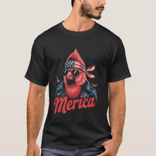 Rotkardinal-Vogelliebhaber-Sonnenbrille-USA-Flagge T-Shirt