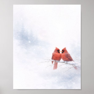 Rotkardinal-Winter-Aquarell-Wertposter Poster
