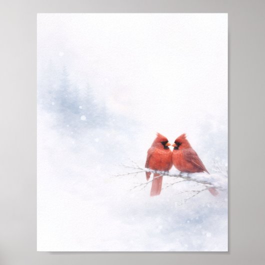 Rotkardinal-Winter-Aquarell-Wertposter Poster (Vorne)