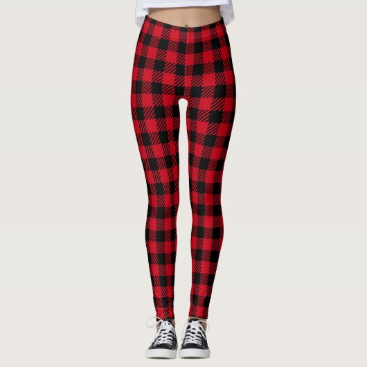 Rotkarierter Büffel Leggings (Vorderseite)