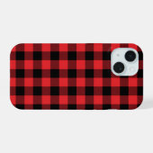 Rotkariertes Büffel-Karo-Muster iPhone 15 Hülle (Rückseite (Horizontal))