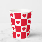 Rotkariertes Herzmuster Pappbecher (Links)
