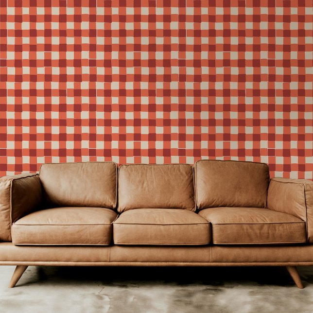 Rotkarton Tapete (Classic and fun red checkered plaid wallpaper.)