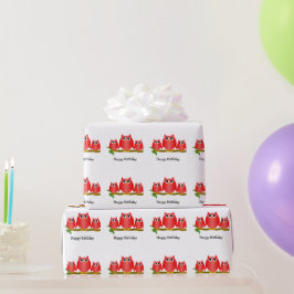 Rotkäuzendesign Geburtstagsgeschenk Geschenkpapier