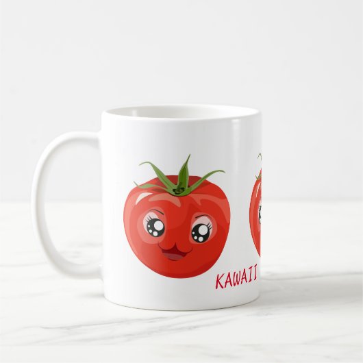 Rotkawaii-Tomate Weiße Tasse (Links)