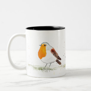 Rotkehlchen Aquarell Zweifarbige Tasse