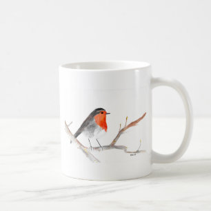 Rotkehlchen-Aquarellmalerei-Weihnachtskunst Kaffeetasse