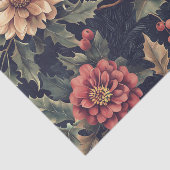 Rotkehlchen auf einem Stechpalmenzweig mit Blumen Seidenpapier (Ausschnitt)