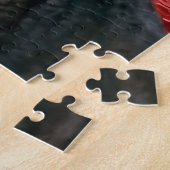 Rotkehlchen auf Strohhut im Rosengarten Puzzle (Seite)