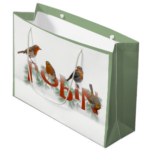 Rotkehlchen-Geschenk-Tasche Große Geschenktüte