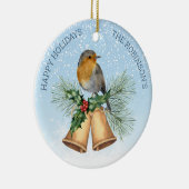 Rotkehlchen, heilig, Weihnachtsglocken Keramik Ornament (Rechts)