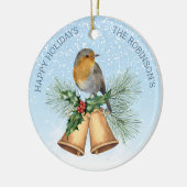 Rotkehlchen, heilig, Weihnachtsglocken Keramik Ornament (Links)