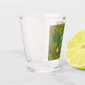 Rotkehlchen-Holly-Beeren-Geschäft-Jägergrün Schnapsglas (Links)