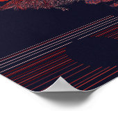 Rotkehlchen-Illustration mit roter Sonne Poster (Ecke)