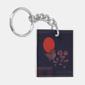 Rotkehlchen-Illustration mit roter Sonne Schlüsselanhänger (Vorderseite links)