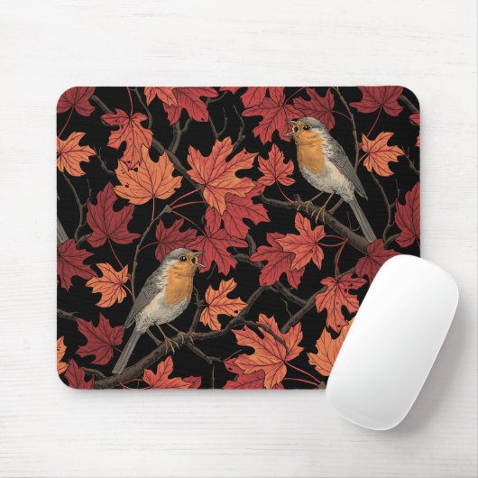 Rotkehlchen im Ahornbaum Mousepad (Mit Mouse)