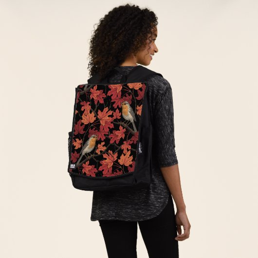 Rotkehlchen im Ahornbaum Rucksack (Ausgewaschen)
