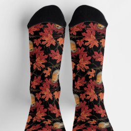 Rotkehlchen im Ahornbaum Socken