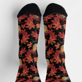 Rotkehlchen im Ahornbaum Socken