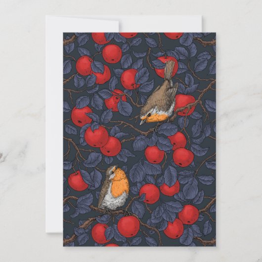 Rotkehlchen im Apfelbaum/Blau und Rot (Vorderseite)