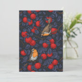 Rotkehlchen im Apfelbaum/Blau und Rot (Stehend Vorderseite)