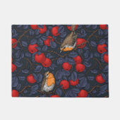 Rotkehlchen im Apfelbaum/Blau und Rot Fußmatte (Vorderseite)