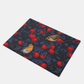 Rotkehlchen im Apfelbaum/Blau und Rot Fußmatte (Schrägansicht)