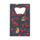 Rotkehlchen im Apfelbaum/Blau und Rot Geldbeutel Flaschenöffner (Rückseite)